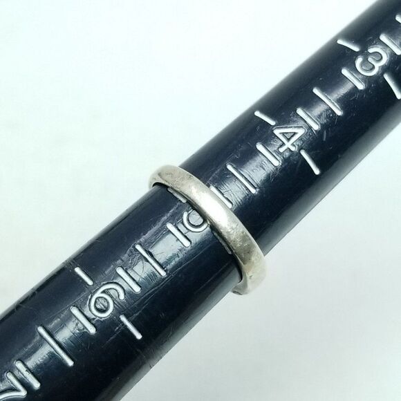 Vintage Sterling Silver Blue Inlaid Band Ring, Size 5 Band, Made in Mexico - Picture 7 of 9